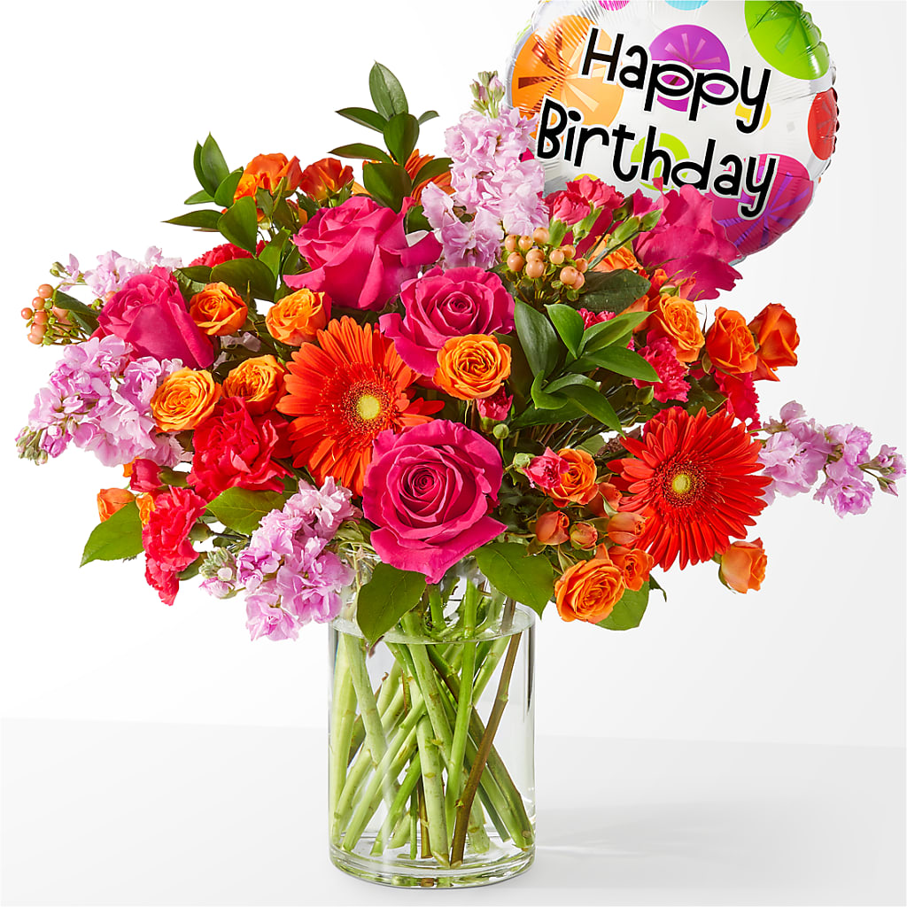 Fiesta Bouquet with Birthday Balloon – COBORN'S INC FLORAL SHOPPES, Saint Cloud MN