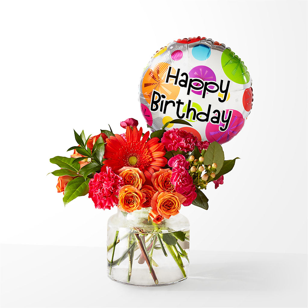 Fiesta Bouquet with Birthday Balloon – COBORN'S INC FLORAL SHOPPES, Saint Cloud MN