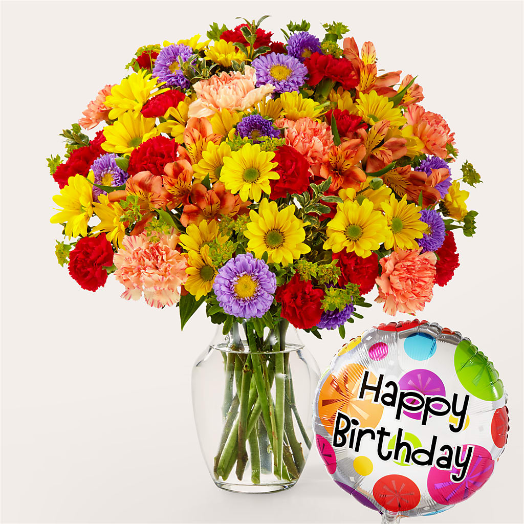 Kaleidoscope Bouquet with Birthday Balloon – COBORN'S INC FLORAL SHOPPES, Saint Cloud MN