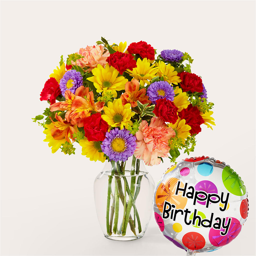 Kaleidoscope Bouquet with Birthday Balloon – COBORN'S INC FLORAL SHOPPES, Saint Cloud MN
