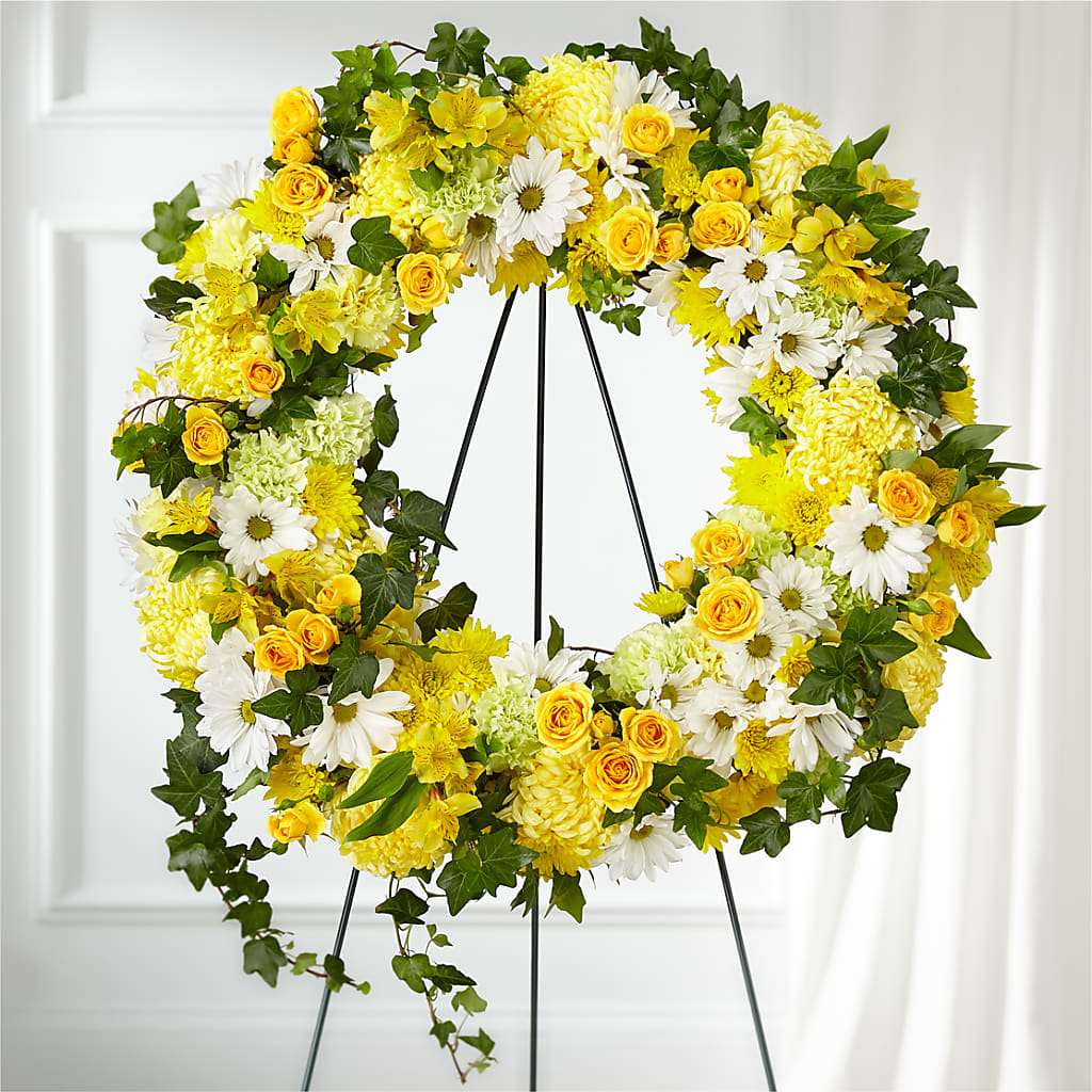 Golden Remembrance Wreath – COBORN'S INC FLORAL SHOPPES, Saint Cloud MN