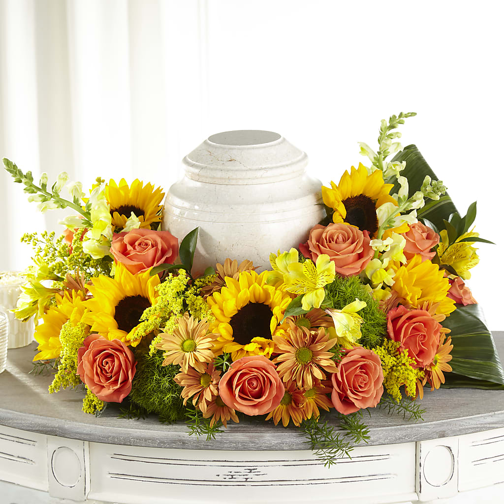 Faithful Sunflower Cremation Adornment – COBORN'S INC FLORAL SHOPPES, Saint Cloud MN