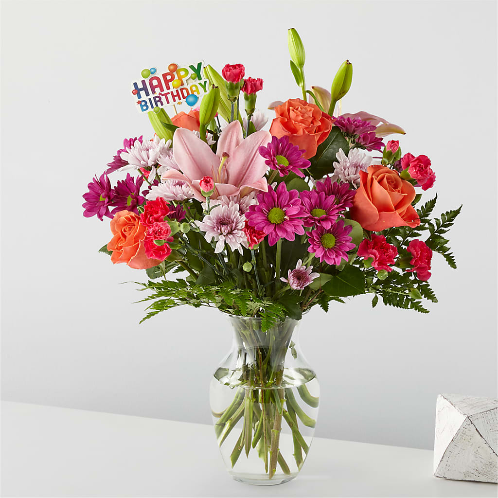 Light of My Life Bouquet & Happy Birthday Topper – COBORN'S INC FLORAL SHOPPES, Saint Cloud MN