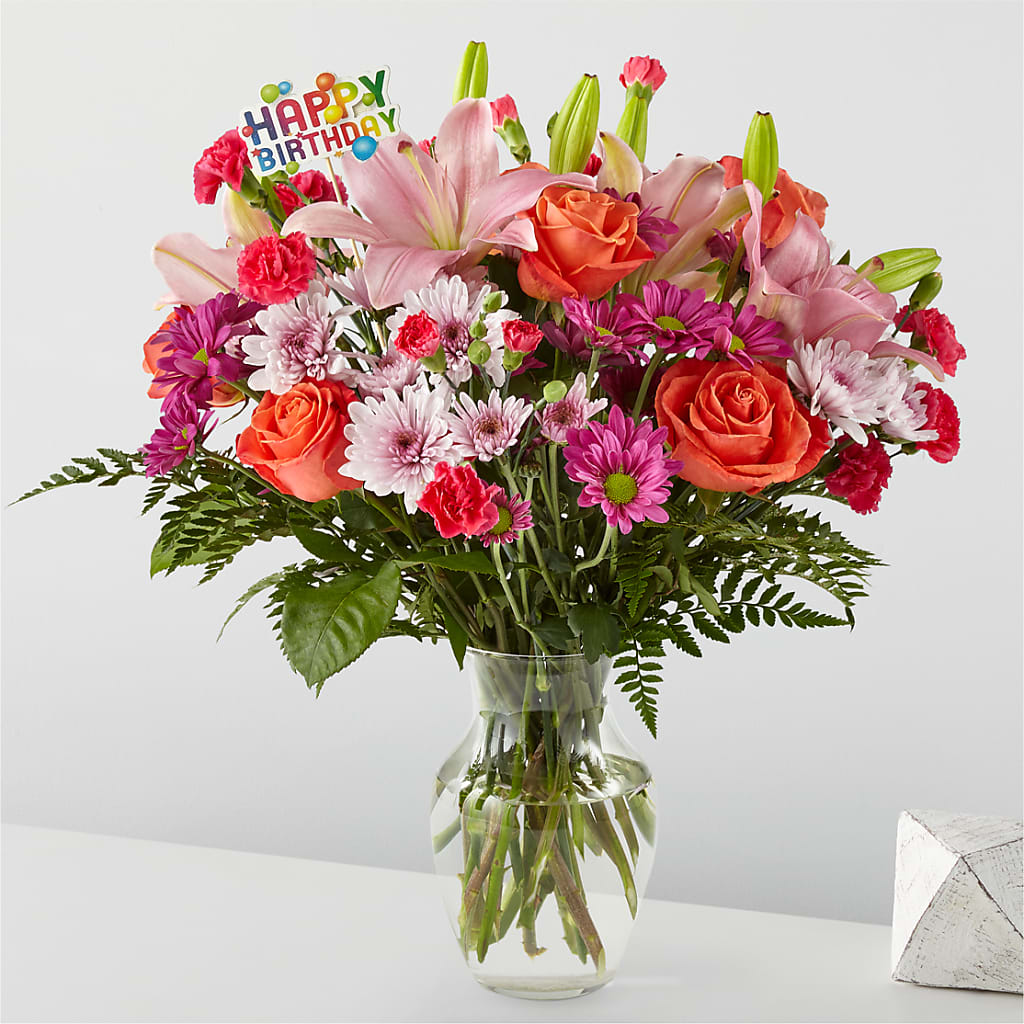 Light of My Life Bouquet & Happy Birthday Topper – COBORN'S INC FLORAL SHOPPES, Saint Cloud MN