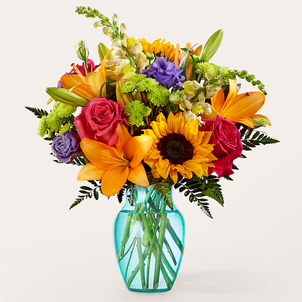 Double Rainbow Bouquet – green, orange, pink, purple, yellow